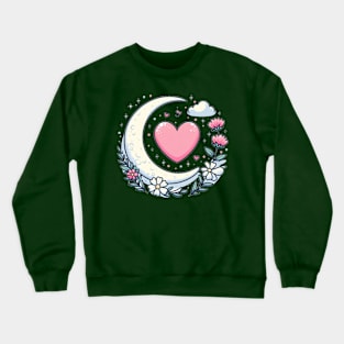 Moon, heart and flowers Crewneck Sweatshirt